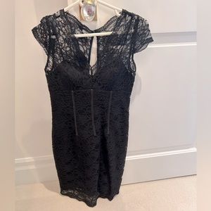 Aidan Mattox black lace dress